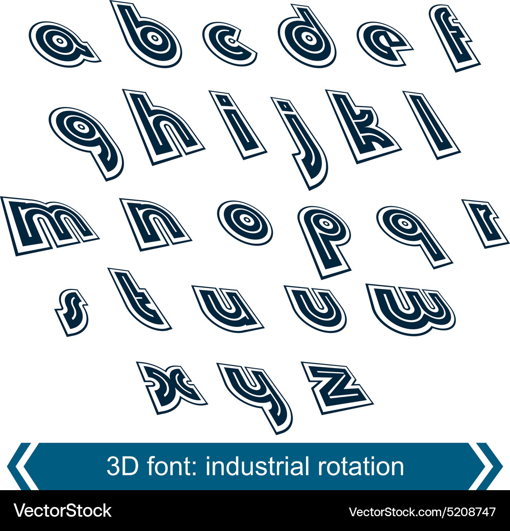 Dimensional move font line retro style geometric Vector Image