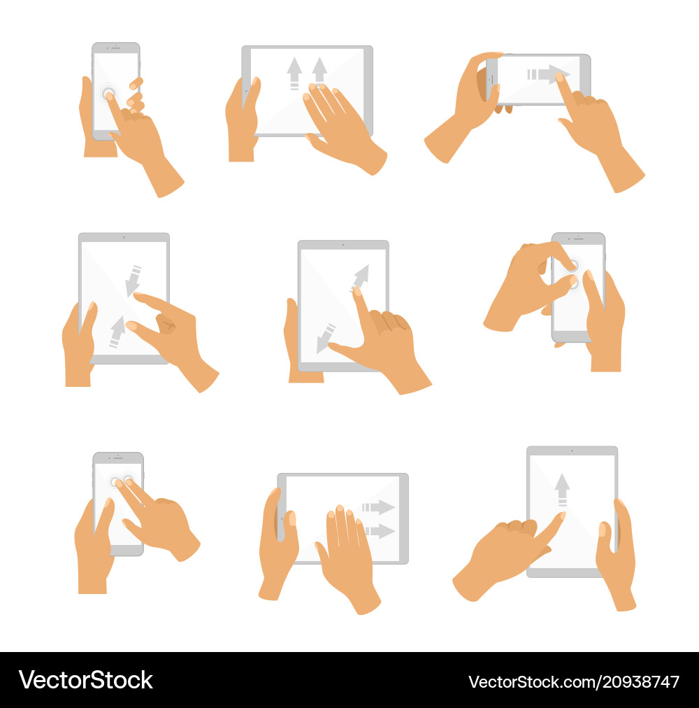 Hand Gestures for Touchscreen Interaction vector image