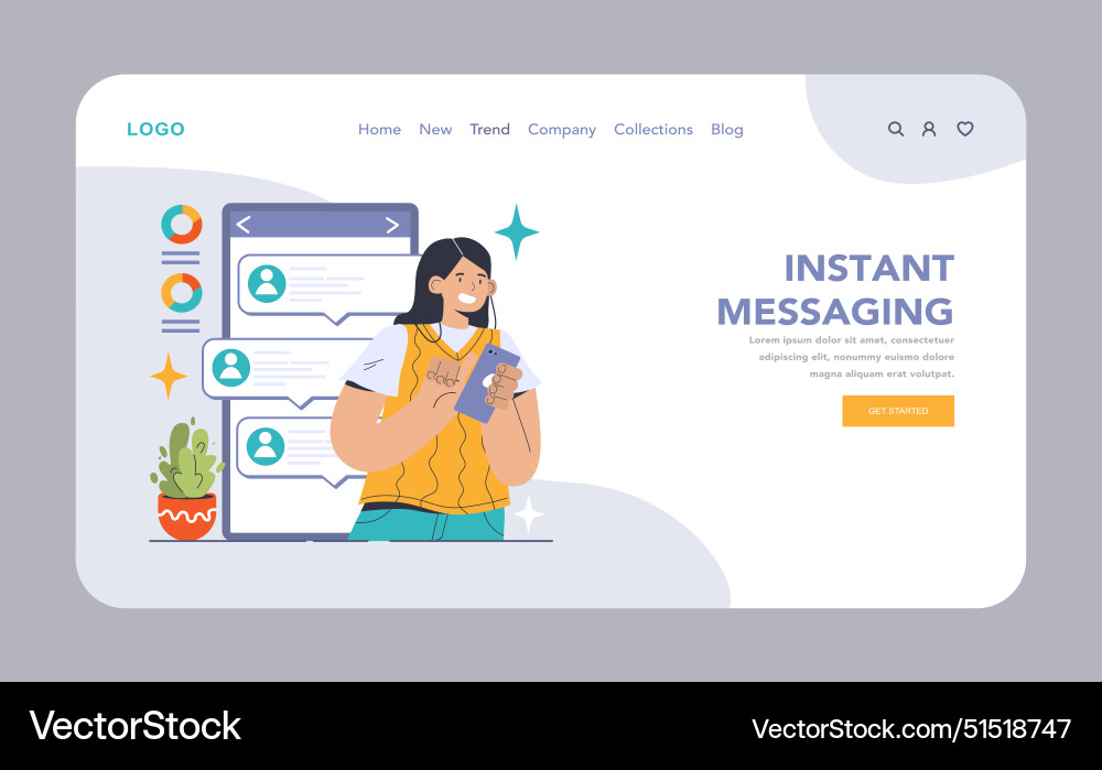 Instant messaging web or landing woman swiftly Vector Image