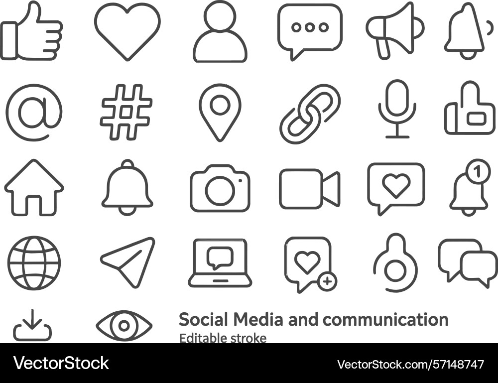 Line icons representing vector image