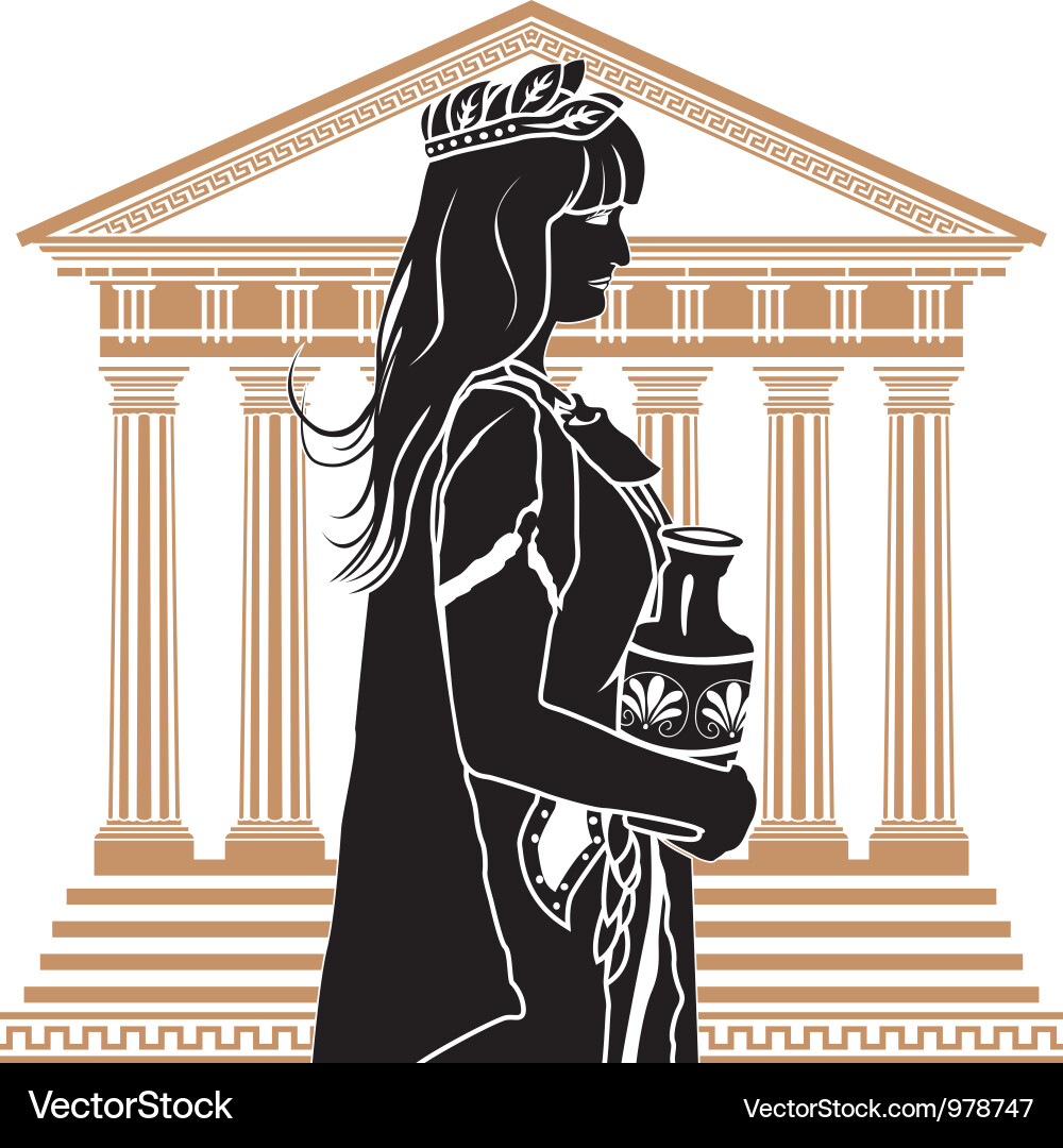 Roman Woman with Temple Vector Image