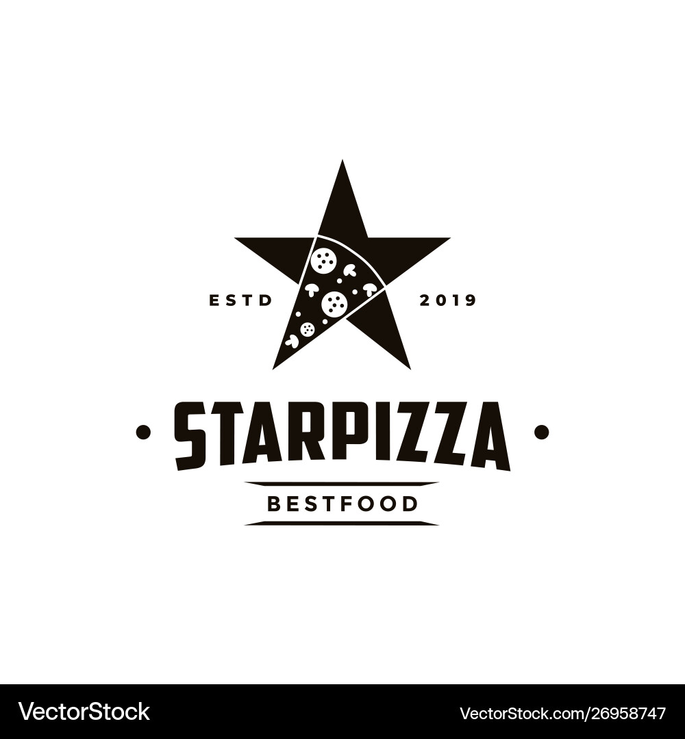 Vintage Retro-Siegel Emblem Logo Pizza und Stern Vintage Retro-Siegel Emblem Logo Pizza und Stern vektorbild