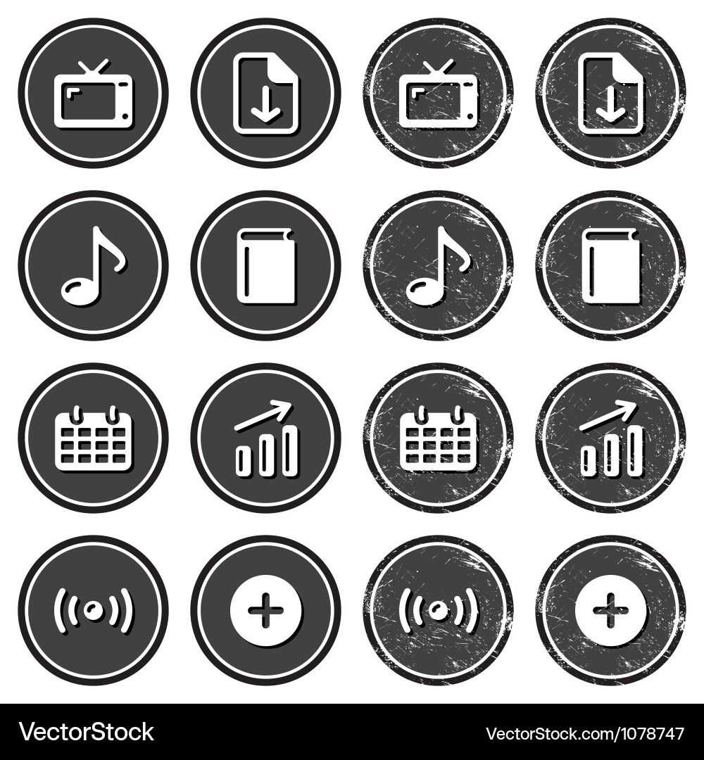 Website navigation icons on retro labels set vector image