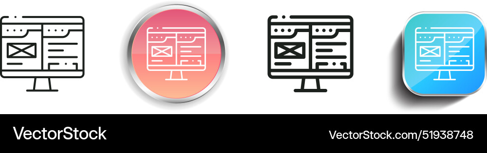 Browser icon thin linear regular and button style Vector Image