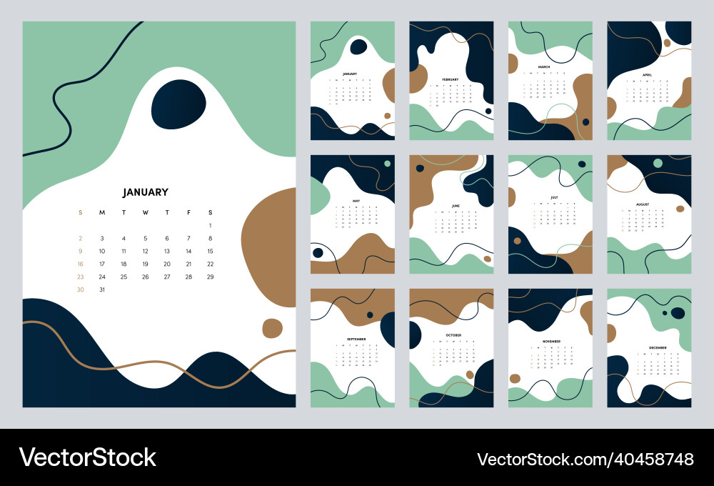 Calendar template design for 2022 printable Calendar template design for 2022 printable vector image