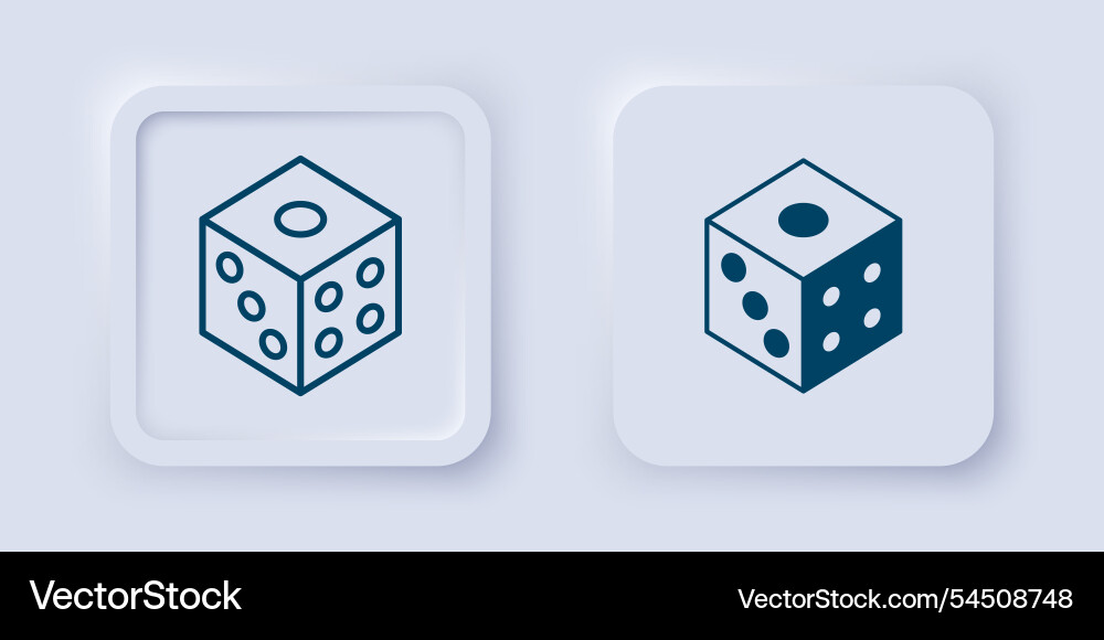 Filled and outline game dice icon isolated vector image