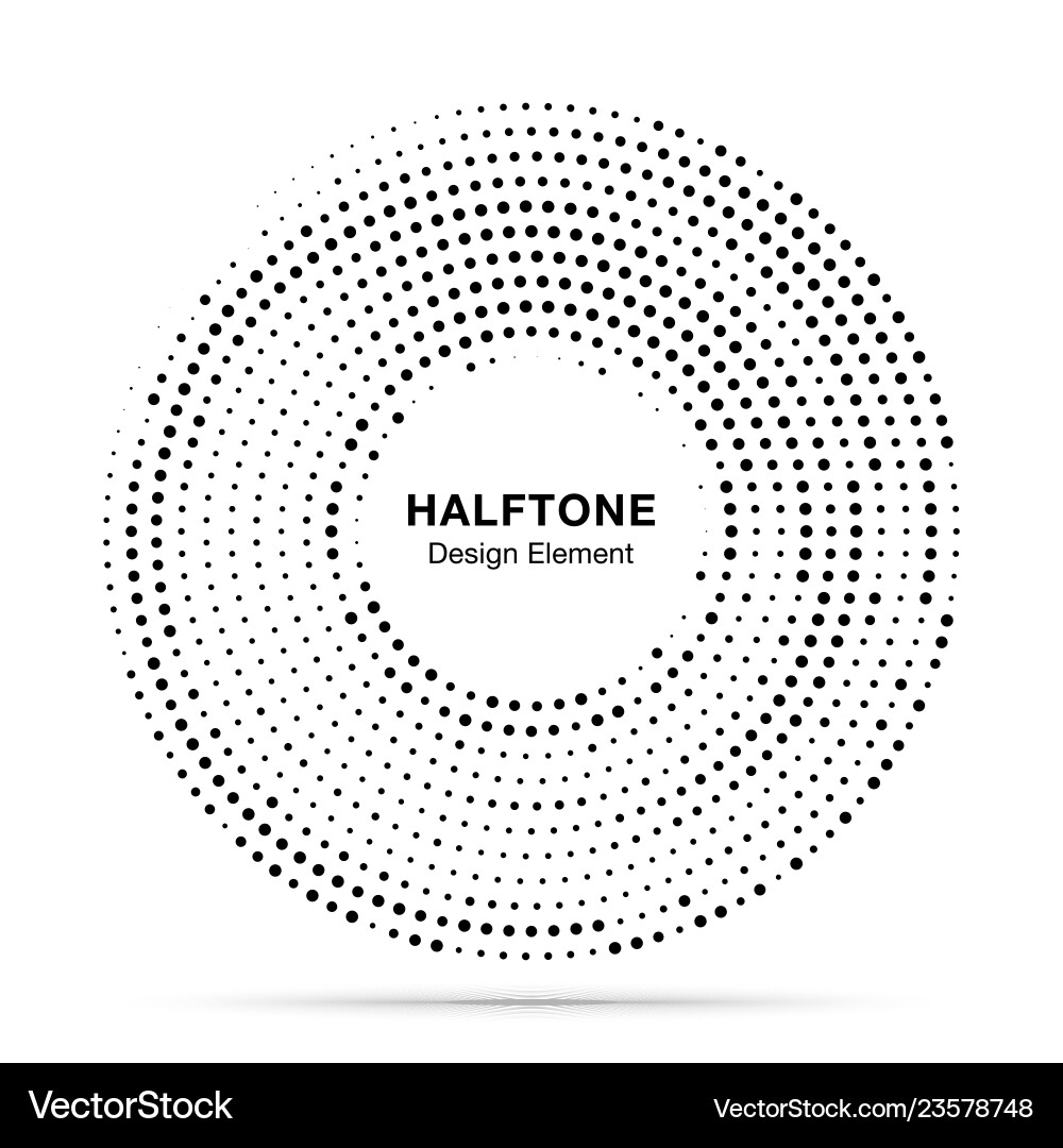 Halftone circle dotted frame round border vector image