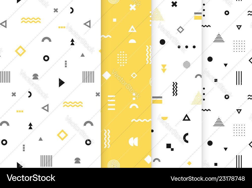 Memphis Geometric Patterns - Retro Style Vector Image