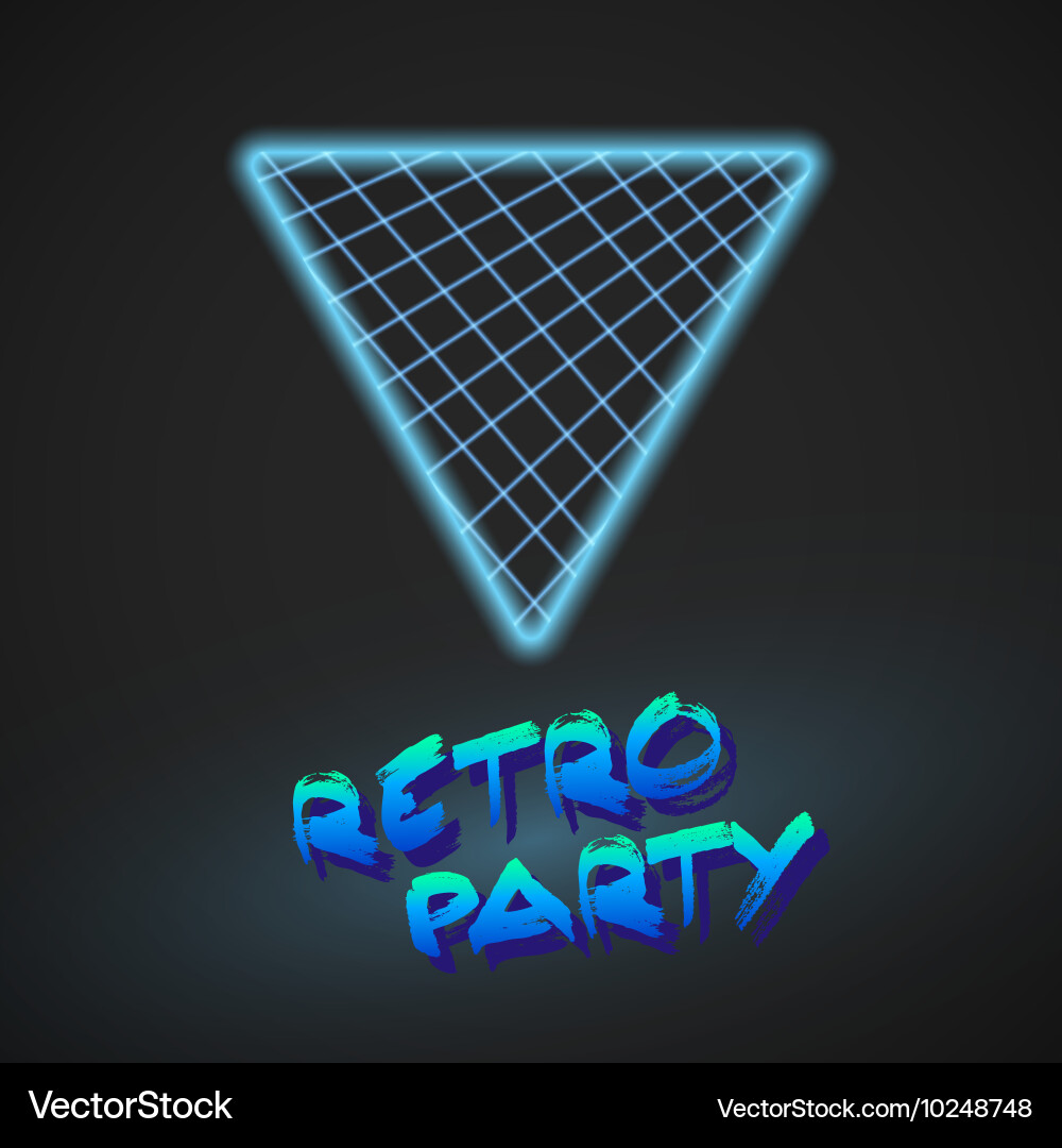 Neon style triangle techno background outer space vector image