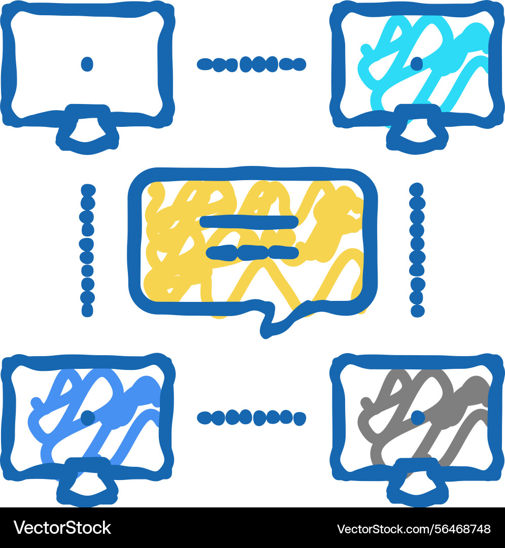Network computer users communication icon doodle vector image