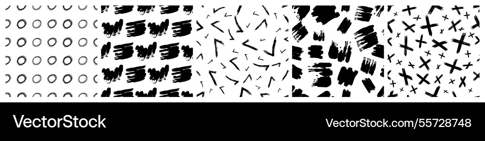 Set of seamless patterns with scribble smears Set of seamless patterns with scribble smears vector image
