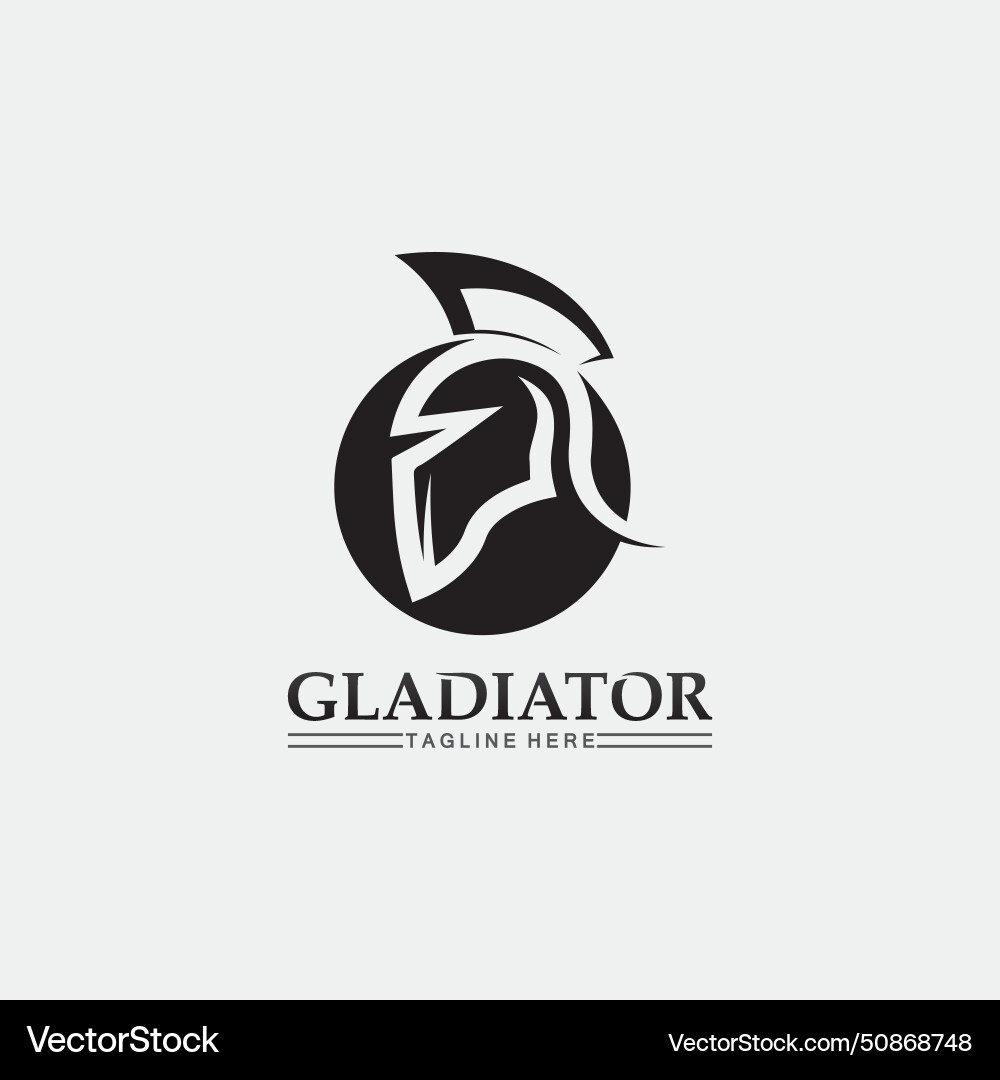 Spartan helmet gladiator logo template icon Vector Image