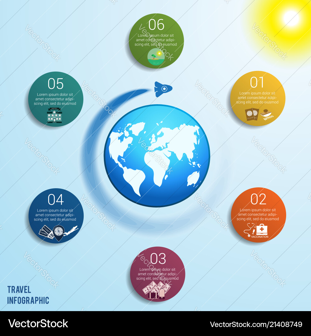 6 colored circles numbered with space for text 6 colored circles numbered with space for text vector image