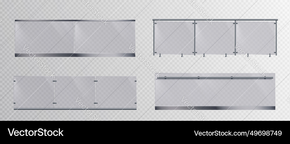 Glass handrails set on transparent background Vector Image