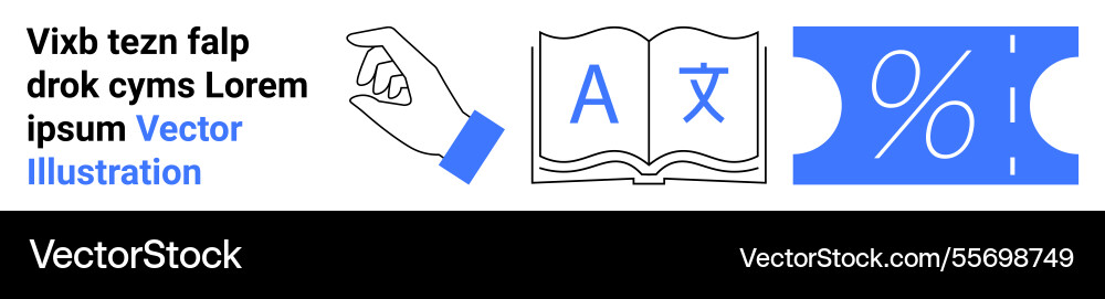 Hand pointing to book with text and discount vector image