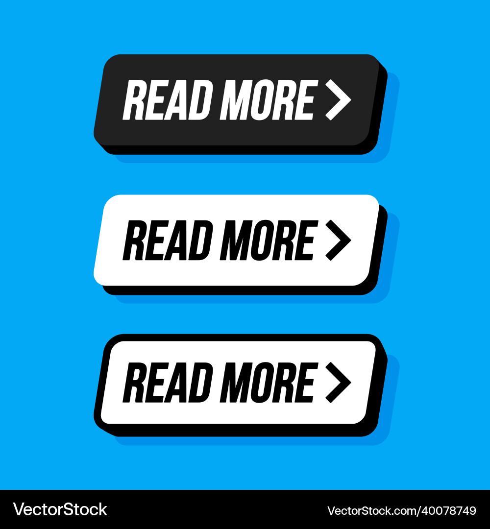 Read more colorful button set with icons web Read more colorful button set with icons web vector image