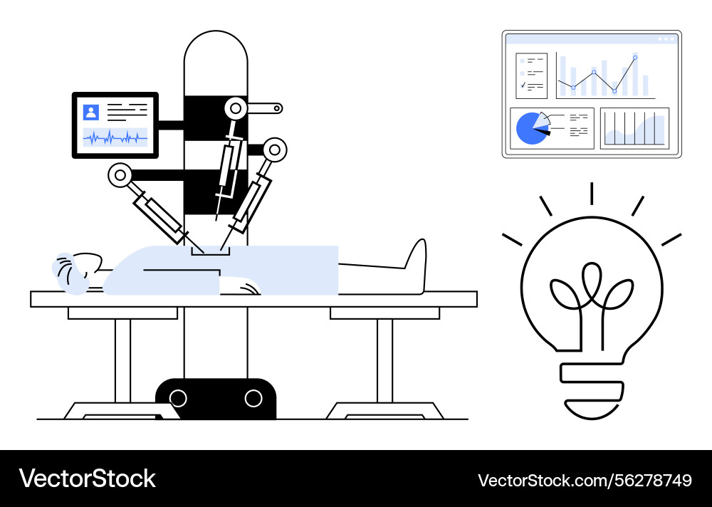Robotic surgery with real-time data analysis Robotic surgery with real-time data analysis vector image