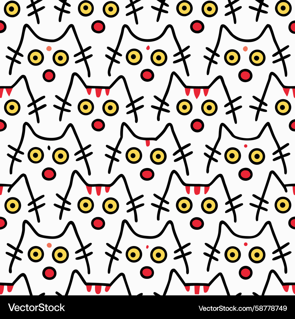 Surprised Cat Pattern Vector Image