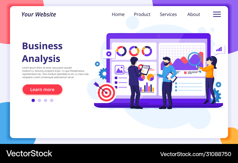 Business analysis concept people work in front Business analysis concept people work in front vector image