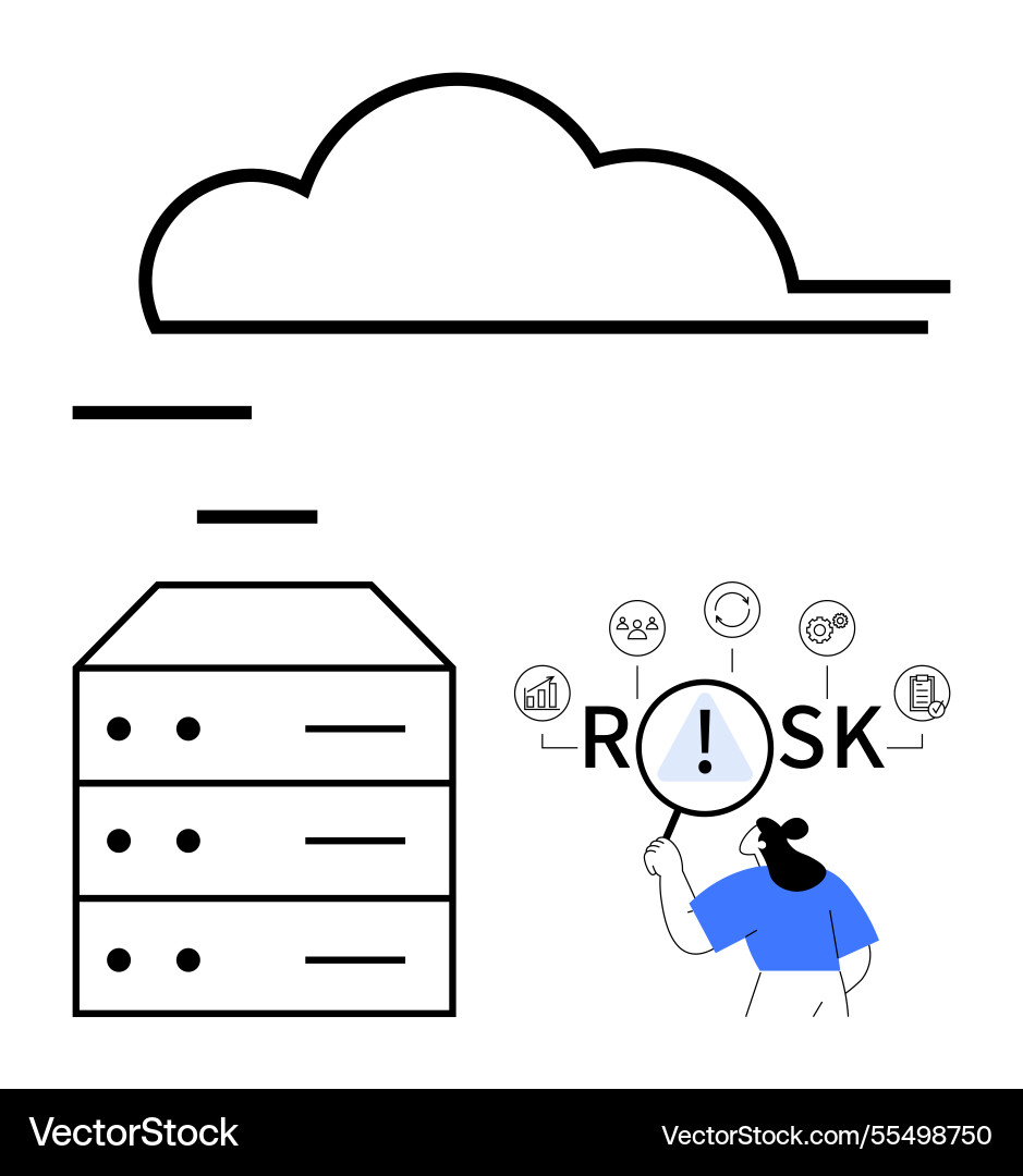 Cloud computing security concept with data server Vector Image
