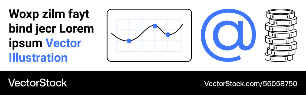 Data graph email symbol and stacked coins Data graph email symbol and stacked coins vector image