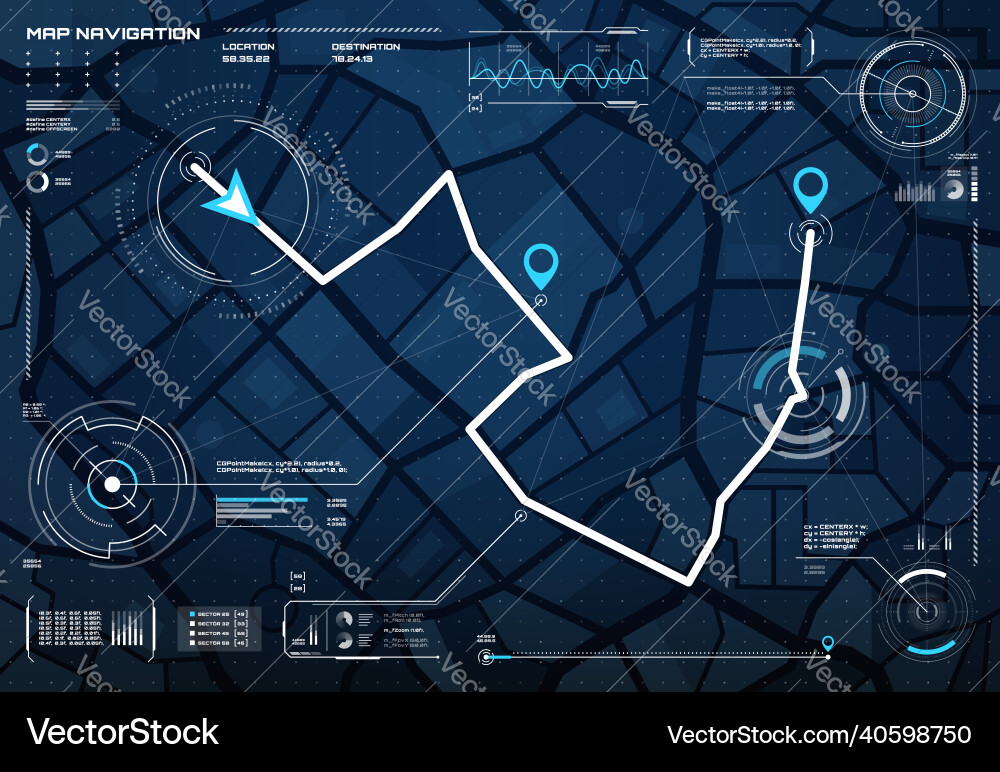 Hud navigation city map screen interface compass Hud navigation city map screen interface compass vector image