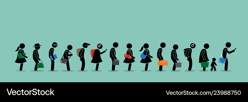 People Waiting in a Long Line vector image