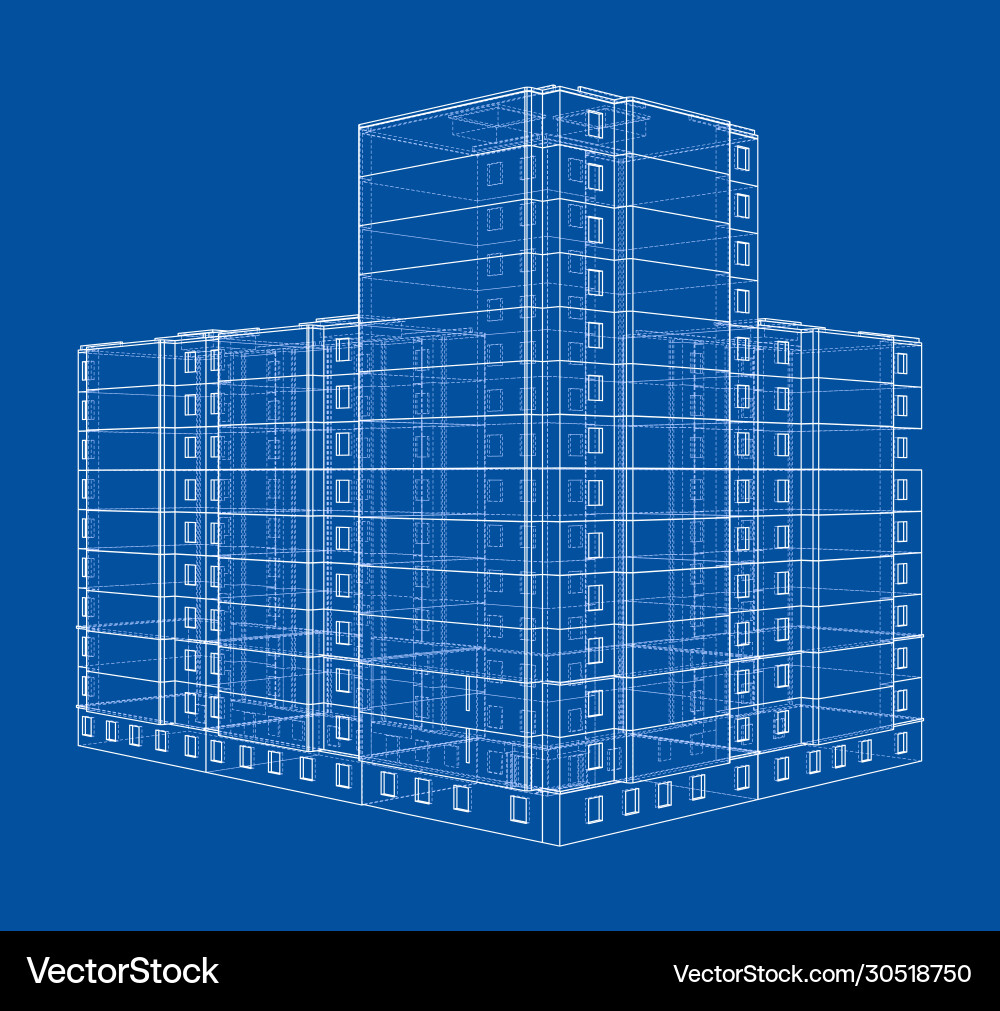 Wire-frame model a multi-storey building Wire-frame model a multi-storey building Vector Image