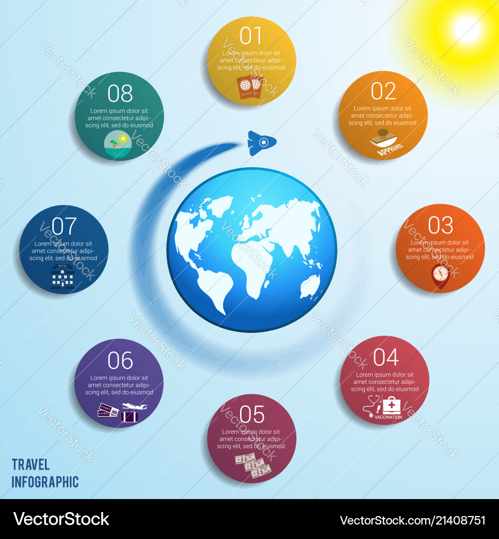 8 colored circles numbered with space for text vector image
