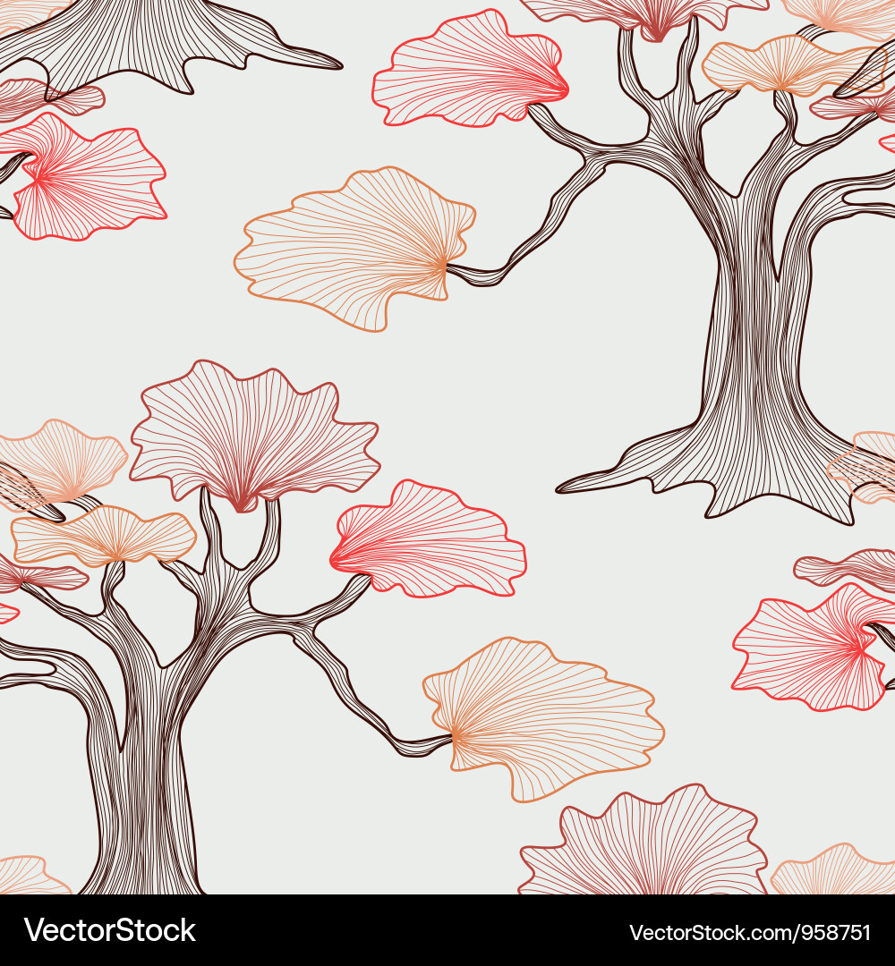 Bonsai Tree Seamless Pattern vector image
