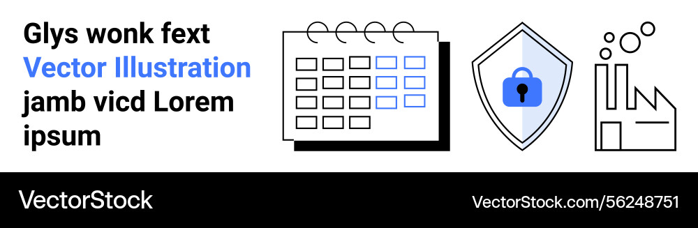 Calendar shield with lock and bar graph icons Calendar shield with lock and bar graph icons vector image