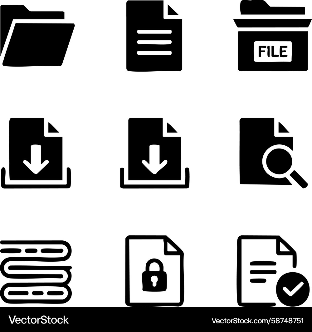 Document & File Management Icons Vector Image
