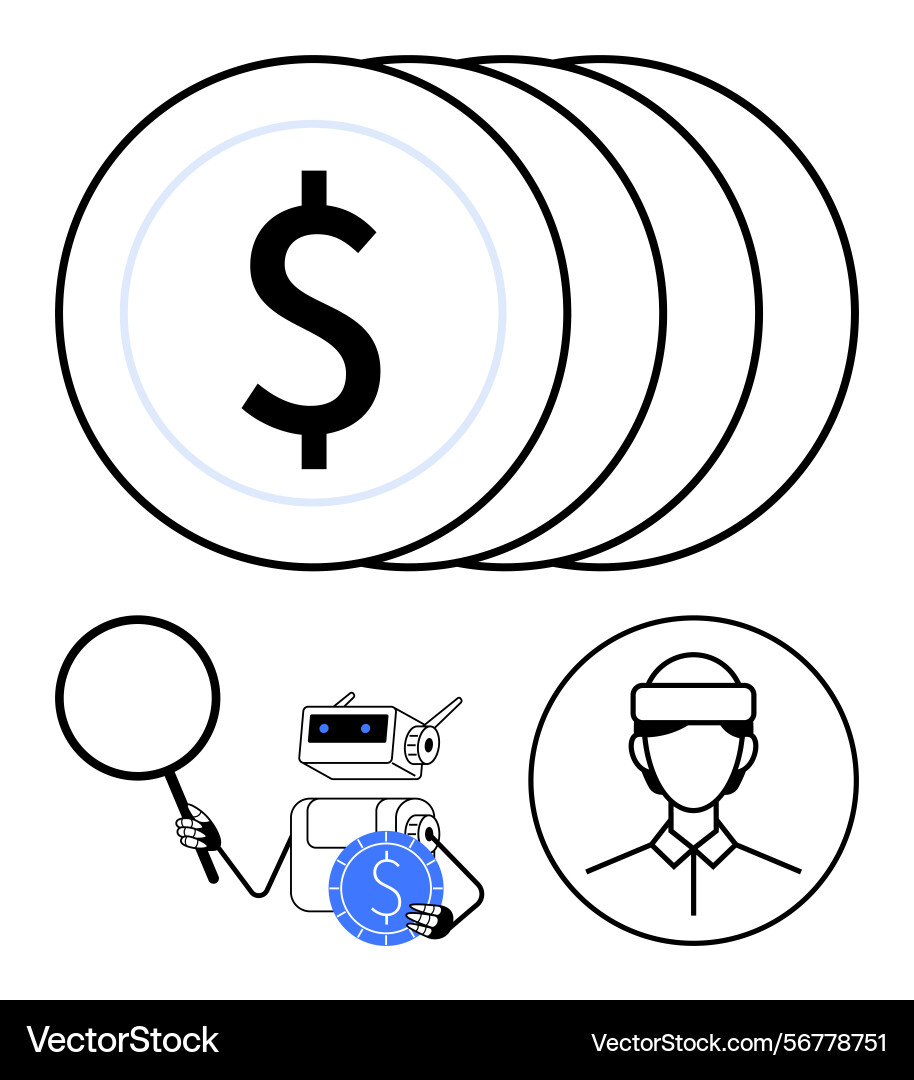 Robotics and ai in financial analysis with virtual Vector Image