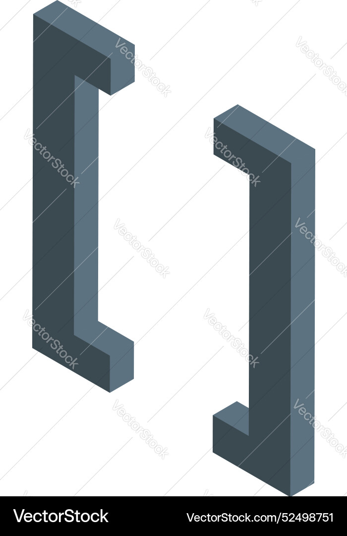 Square brackets creating empty space isometric 3d Square brackets creating empty space isometric 3d vector image