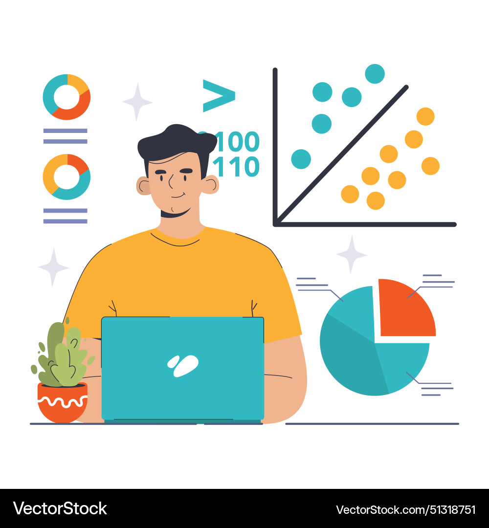 Supervised learning concept flat Royalty Free Vector Image