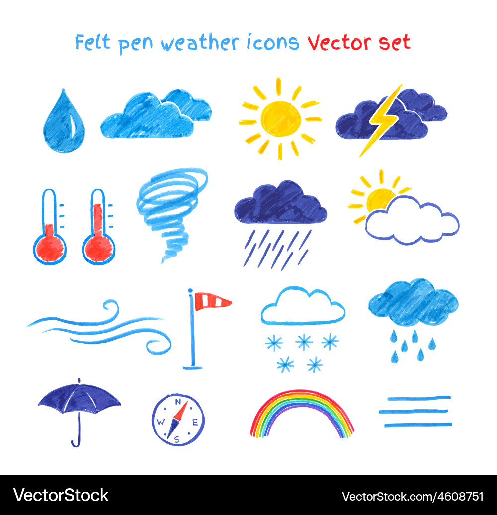 Wetter Symbol Zeichnungen - Kinderkunst Vektorbild