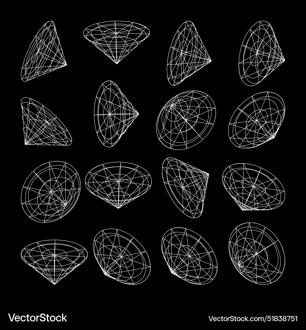 Wireframe lined shapes perspective mesh 3d grid Wireframe lined shapes perspective mesh 3d grid vector image