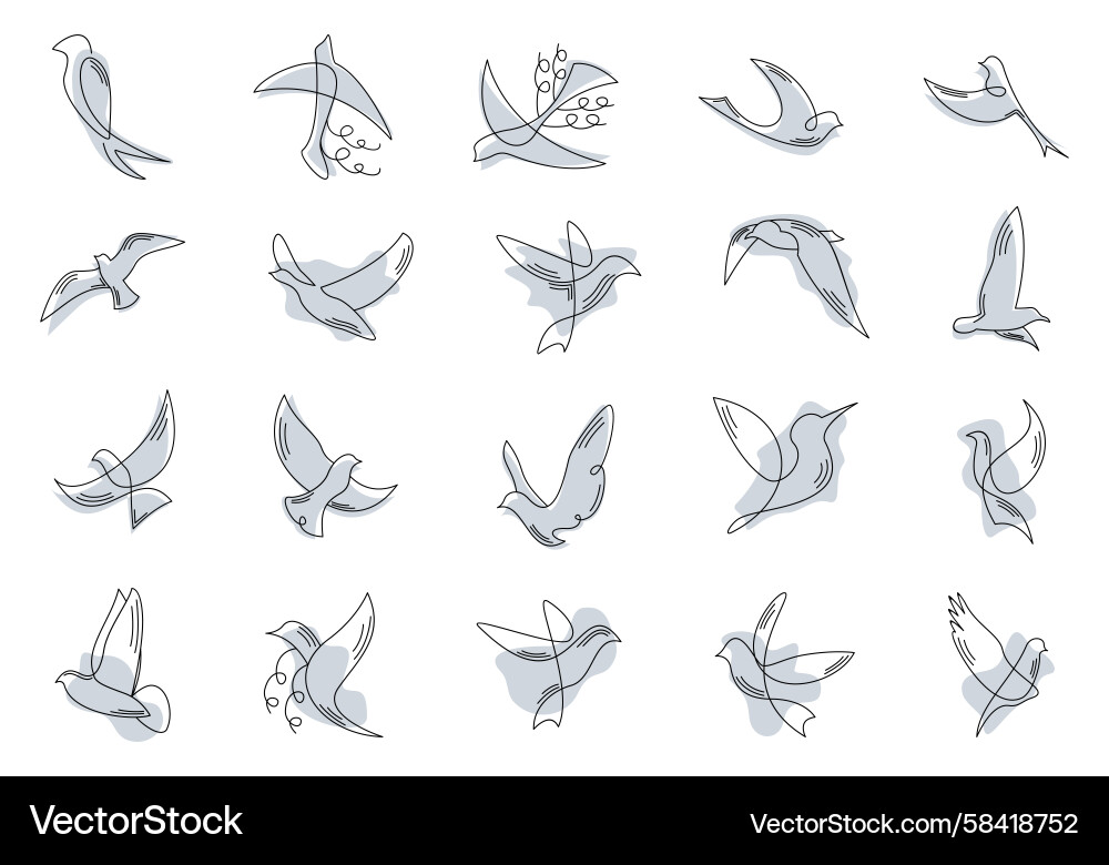 Continuous Line Bird Element Vector Image