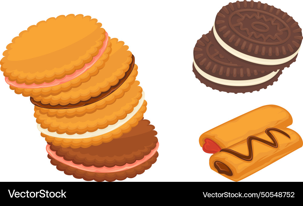 Kekse mit Sahnebiscuits Schokoladengeschmack Kekse mit Sahnebiscuits Schokoladengeschmack vektorbild