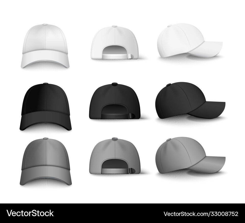 Set realistisch schwarz weiß und grau Baseball Set realistisch schwarz weiß und grau Baseball vektorbild