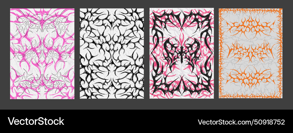 Set von neo tribal posters cyber sigilism Tattoo Set von neo tribal posters cyber sigilism Tattoo vektorbild