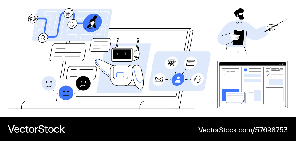 Ai chatbot assisting in customer support with data Ai chatbot assisting in customer support with data vector image