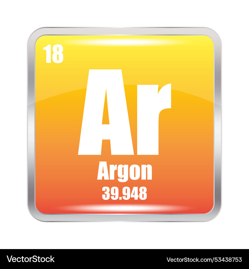 Atomic Number Of Argon Argon icon ar chemical element atomic number 18 Vector Image