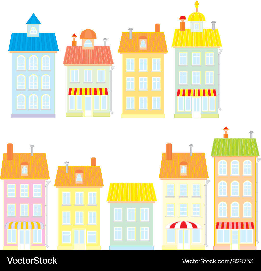 Bunte Stadthäuser Vektorbild