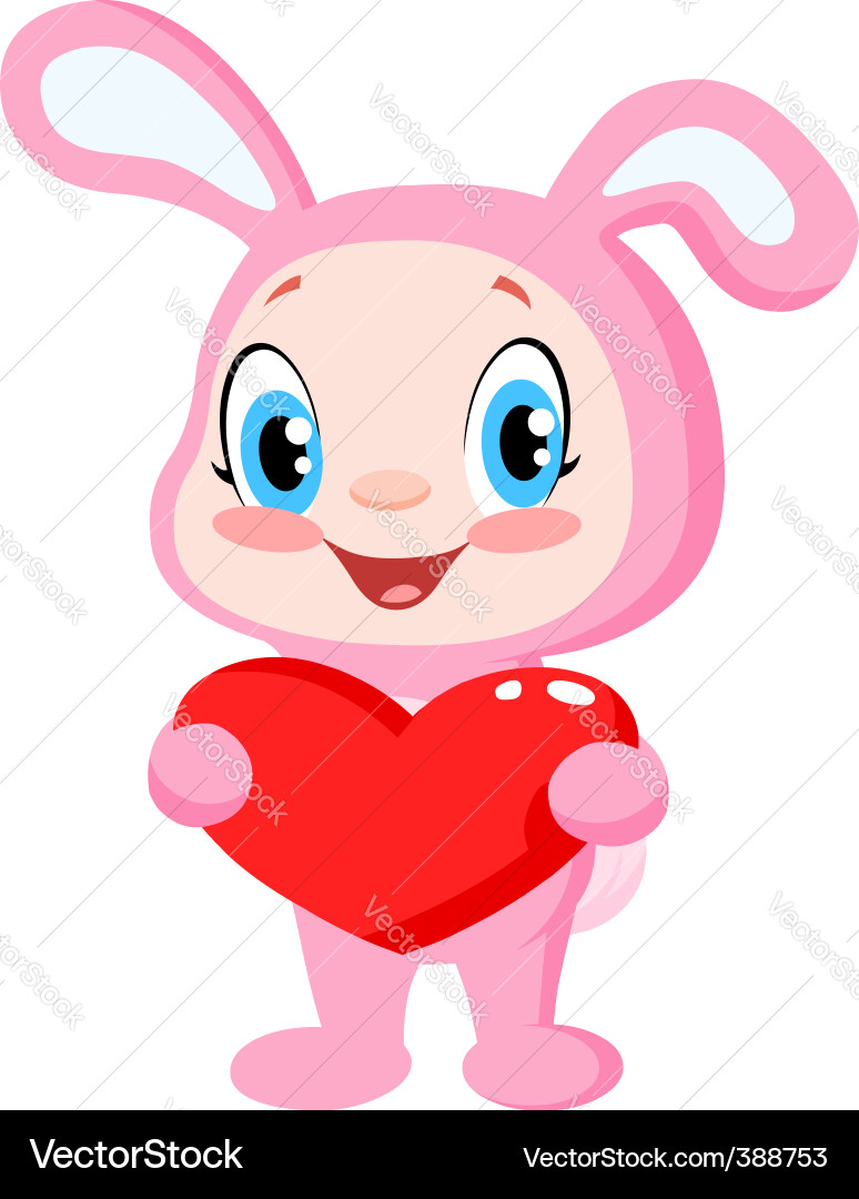 Cute Bunny with Heart Vector Image