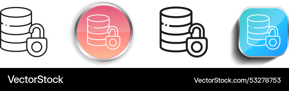 Database icon thin linear regular and button Vector Image
