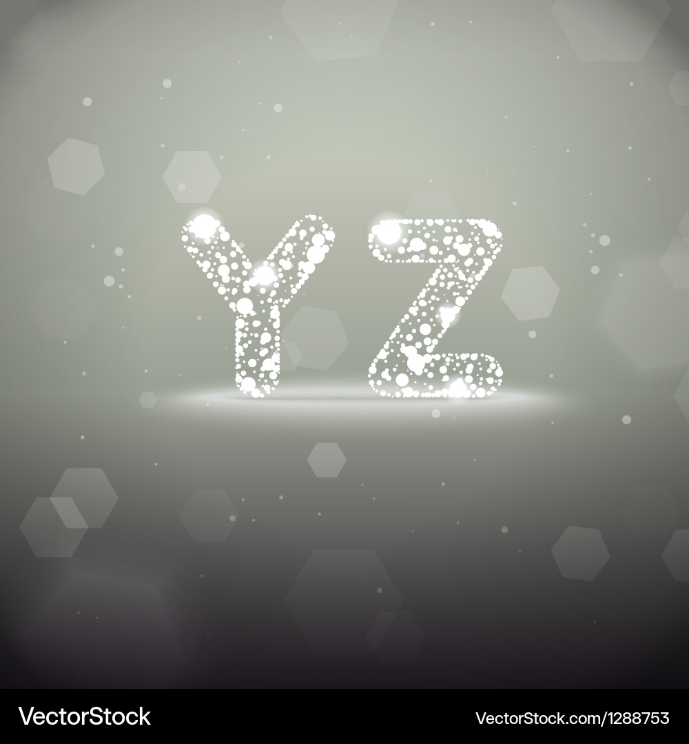 Glowing font from y to z on bokeh background vector image
