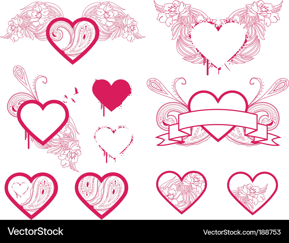 Heart Patterns Collection Vector Image