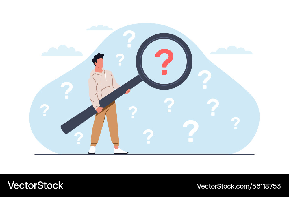 Man looking for answers to questions character Vector Image