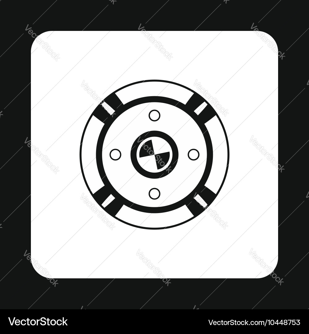 Round shield with pattern icon simple style Vector Image